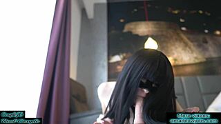 Intense sucking of two cocks in double blowjob POV with dildo