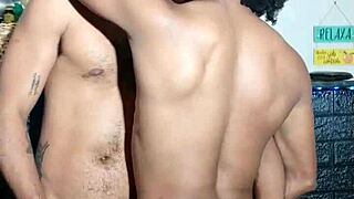 Fucking that muscular hairy black boy bareback at the gym 😏