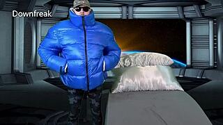 canadian girl masturbates in bed with fetish jacket