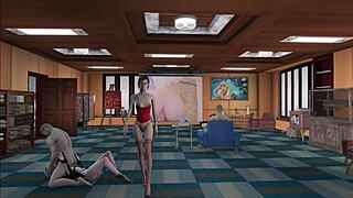 In Fallout 4, a cute brunette explores vicious fashion in a 3D anime hentai style