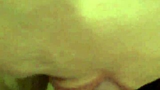 blonde girl gives a casual blowjob to her guy