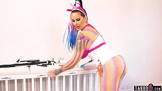 Tied up teen feels intense femdom pleasure