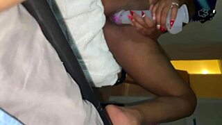 petite girl plays with her biggest dildo solo