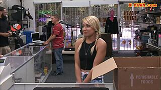 That blonde sweetie got screwed by the pawn keeper on hidden cam?