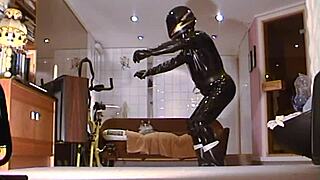 roxina2001 in rubber wanker helmet with xxxl real doll