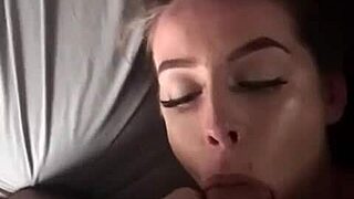 Face fuck with huge cock and messy facial babe wife.
