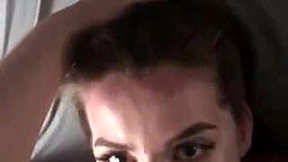 Face fuck with huge cock and messy facial babe wife.