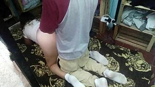 Me fucked my husband in doggystyle with open thong at night.