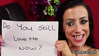 This unusual model feels the intense pleasure of a blowbang, sucking jizz and getting facials.