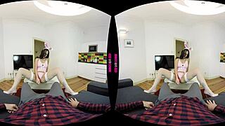 rabbit toy fucks her in stockings and bunny costume 😏