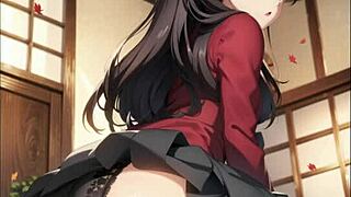 AI-generated hentai babe with big tits in wild anime action scene!