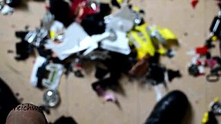 colombian babe crushes cars with boots and big cock