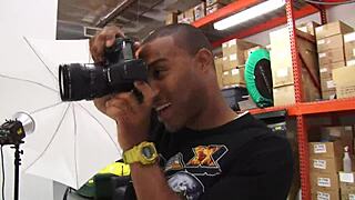 petite black slut turns photoshoot into sucking big black cock hardcore