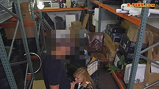 hot blonde milf railed in storage room, feeling so intense