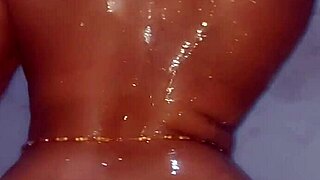 katy katie stepmother takes a hot long shower with soft jiggling booty