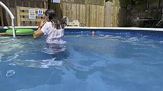 brunette in wetlook casting interview shares her feelings