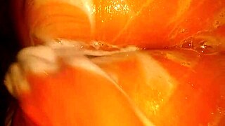 husband filming wife naked in shower, showing big butt and juicy tits.