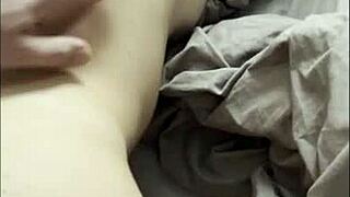 Pov doggy vertical queefing cum on big tits