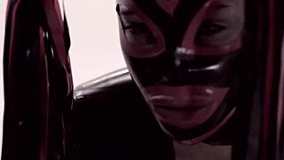 Shemale in latex fucks her boy hard