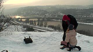 blonde gets outdoor adventure