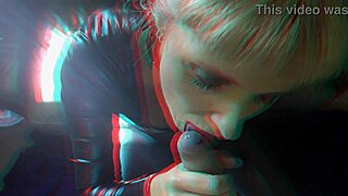 Catsuit Bettie teases and plays with cameraman in 3D fun