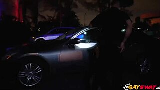 Two gay cops suck and ride big black cock outdoors hardcore