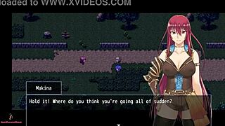 fallen makina part 1 features a mature redhead in an anime game.