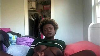 Horny Ebony Babe Plays with Her Tight Ass