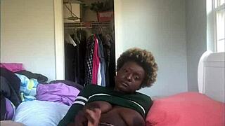 Horny Ebony Babe Plays with Her Tight Ass