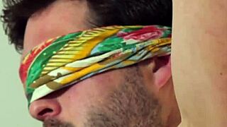 Blindfolded Gay Bear Avi Strider Masturbates Solo!