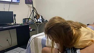 Sucking Him While He Plays Video Game