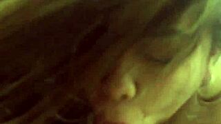 Latina teen gives sloppy blowjob to big tits