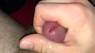 Messy cumshot lands on belly during masturbation session