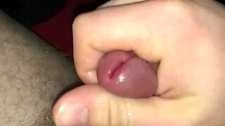 Messy cumshot lands on belly during masturbation session
