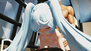 Miku Teases Wet Double Penetration in Pool Cartoon Hentai