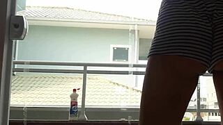 She cleans in shorts without panties