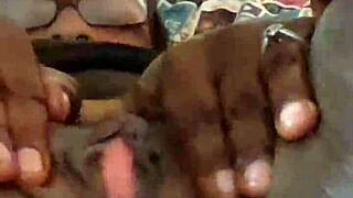 ebony woman explores personal relaxation in homemade setting with big ass focus