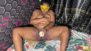 Home Alone Wife Fingering Her Big Ass with Huge Dildo!