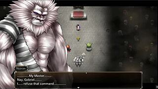 Karryn fights naked against the captain in prison hentai episode 21