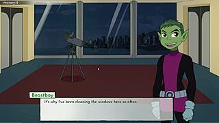 starfire from teen titans sucks dick in this cartoon blowjob scene