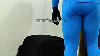 Zentai-clad nurse administers injection in fetish video