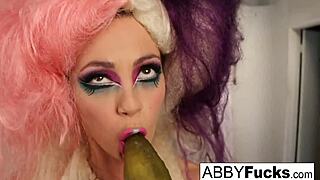 Abigail teases pussy and big tits in music photoshoot masturbation
