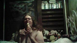 Feeling intense orgasm from deep anal dildo insertion