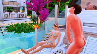 Stepmom Cheats With Stepson As Husband Watches In Anime