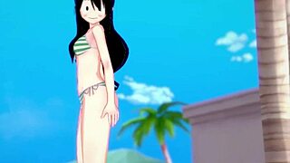 Tsuyu Froppy in hot swimsuit on the beach.