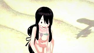 Tsuyu Froppy in hot swimsuit on the beach.