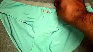 I feel so aroused masturbating with my friend's blue panties