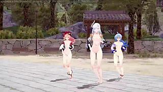 genshin impact mmd rough shenhe ganyu yanfei