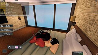 Meru the succubus in Roblox gives blowjob and rides cowgirl