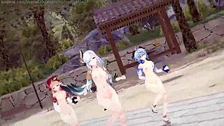 genshin impact mmd rough shenhe ganyu yanfei